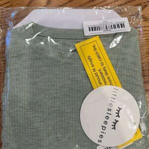 Little Sleepies heather sage ribbed two piece pajama